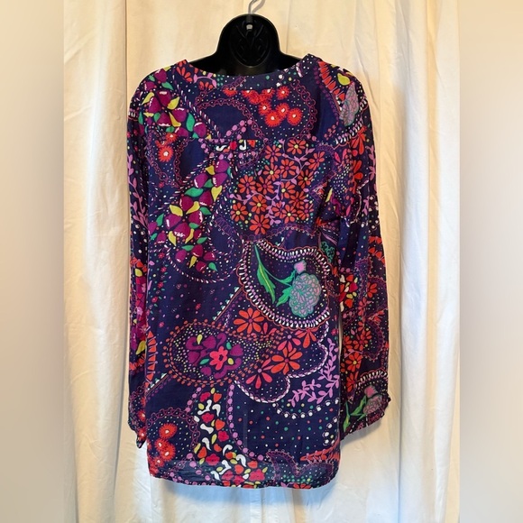 Lilly Pulitzer Sz L Providence Top in Garden Menagerie Long Sleeve TOP 20" PTP - Picture 5 of 8